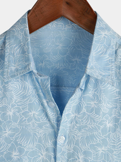 Flower Print Hawaiian Short Sleeve Shirt