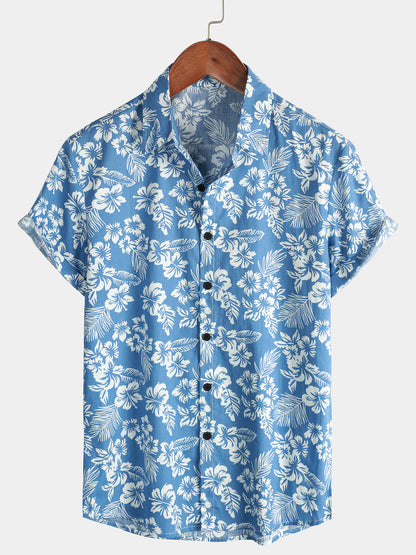 Tropical Floral Print Beach Shirt