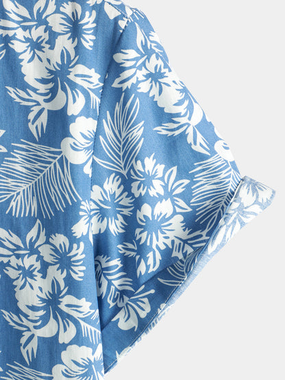 Tropical Floral Print Beach Shirt