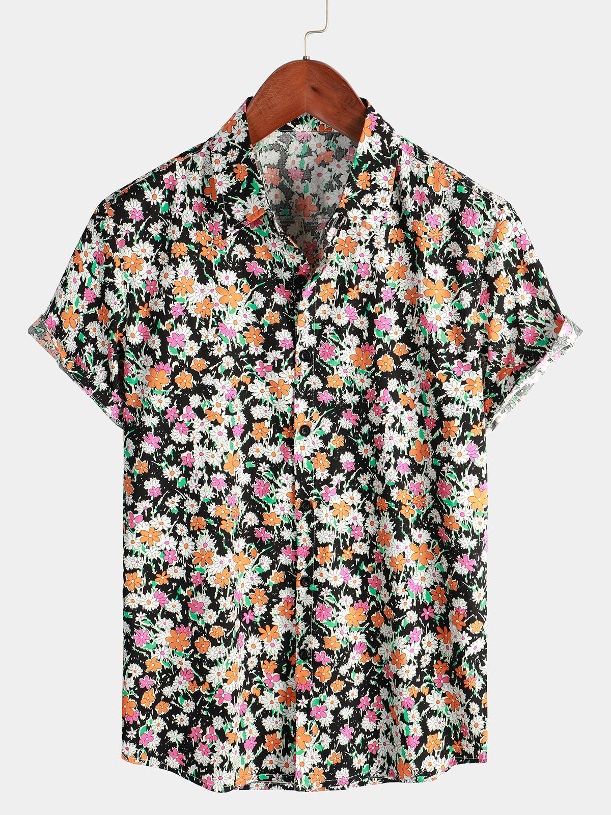 Daisy Floral Print Short Sleeve Summer Shirt