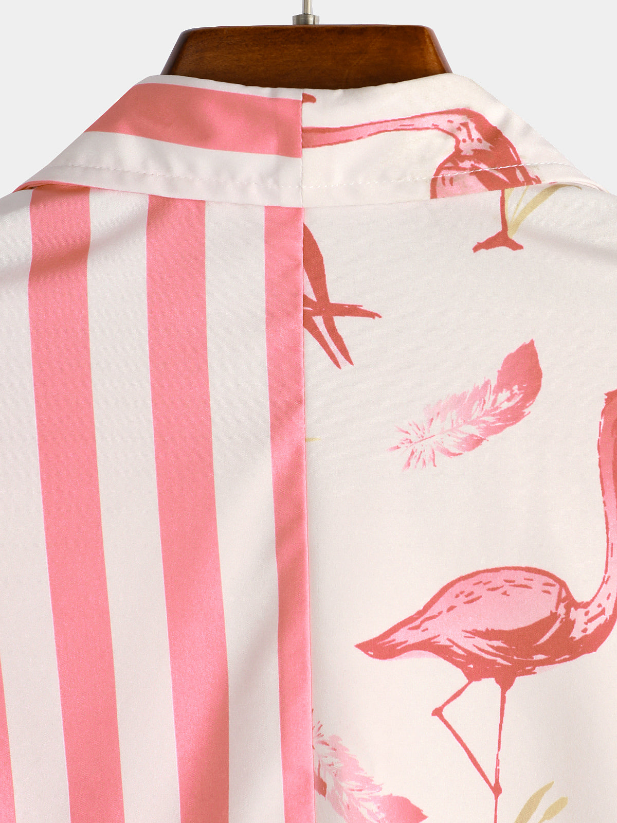 Flamingo And Striped Print Holiday Pocket Short Sleeve Shirt