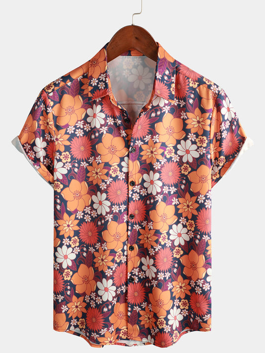 Vintage Flower Disco Party Patterned Shirt