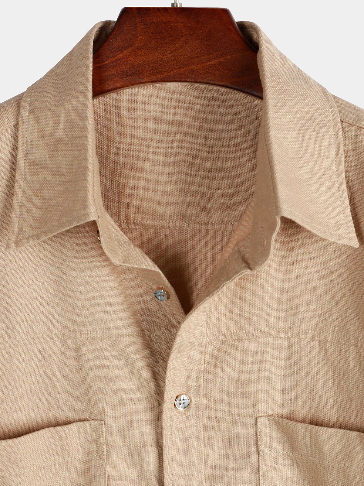 Two Pockets Solid Color Shirt