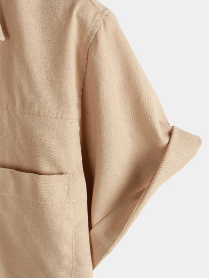 Two Pockets Solid Color Shirt