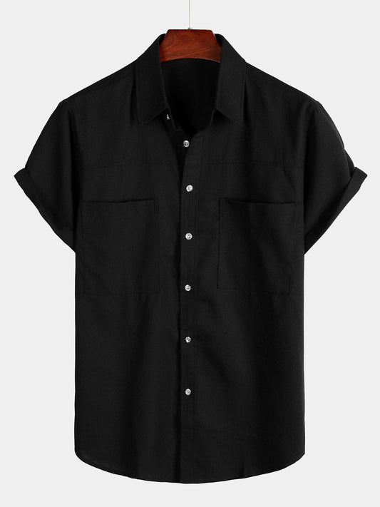 Casual Solid Color Short Sleeve Shirt