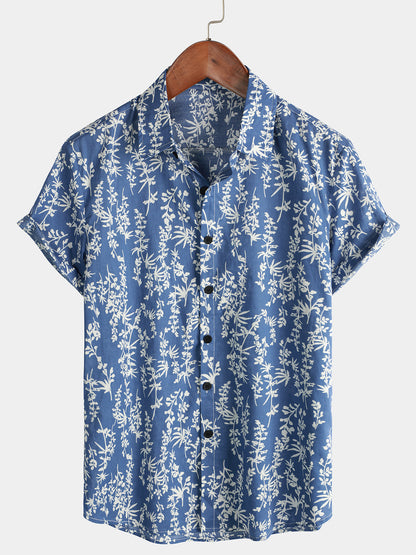 Leaf Printed Short Sleeve Shirt