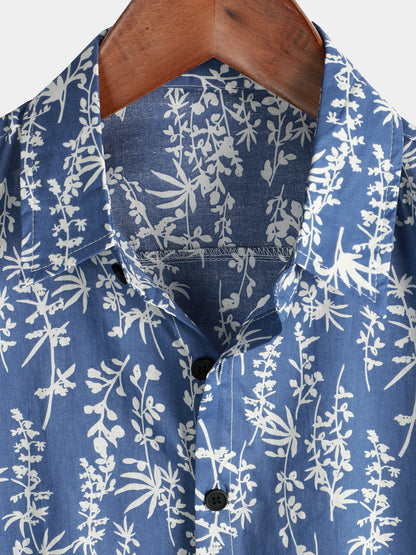 Leaf Printed Short Sleeve Shirt