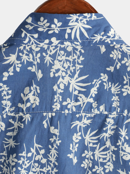 Leaf Printed Short Sleeve Shirt