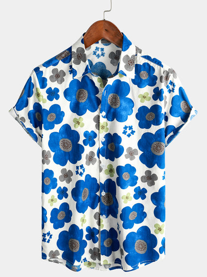 Casual Floral Print Summer Short Sleeve Hawaiian Shirt