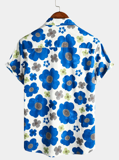 Casual Floral Print Summer Short Sleeve Hawaiian Shirt