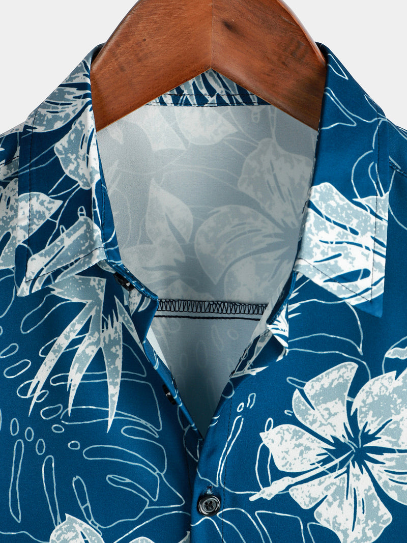 Tropical Print Beach Short Sleeve Hawaiian Shirt