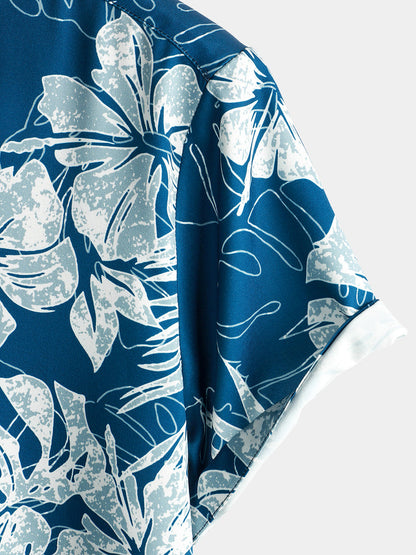 Tropical Print Beach Short Sleeve Hawaiian Shirt