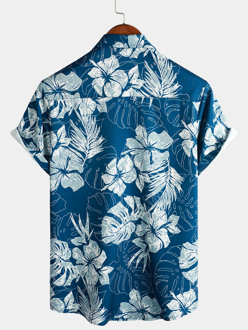 Tropical Print Beach Short Sleeve Hawaiian Shirt