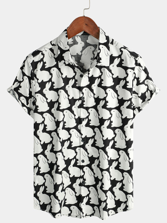 Bunny Rabbit Pattern Short Sleeve Shirt