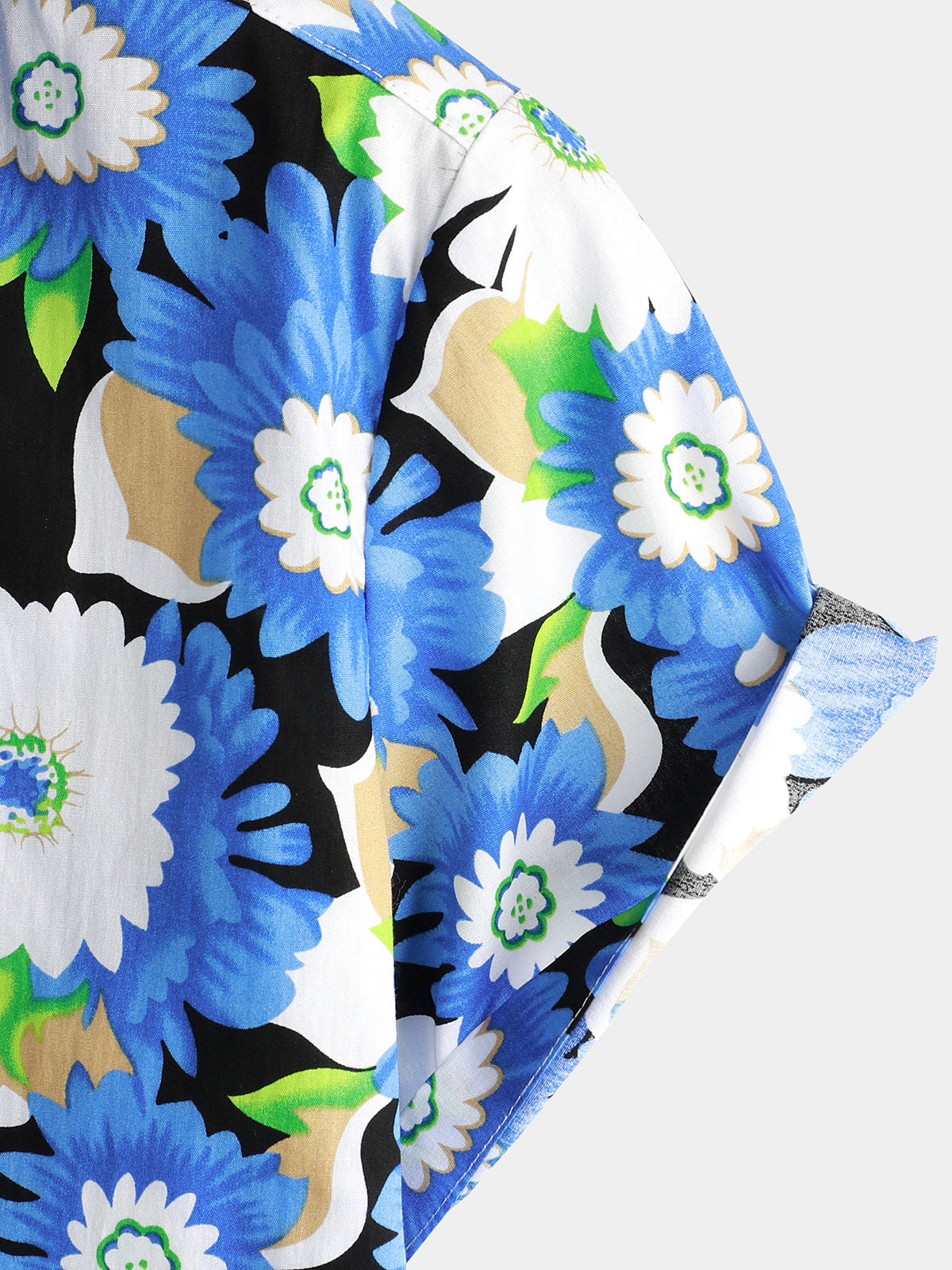 Floral Print Short Sleeve Blue Flower Shirt