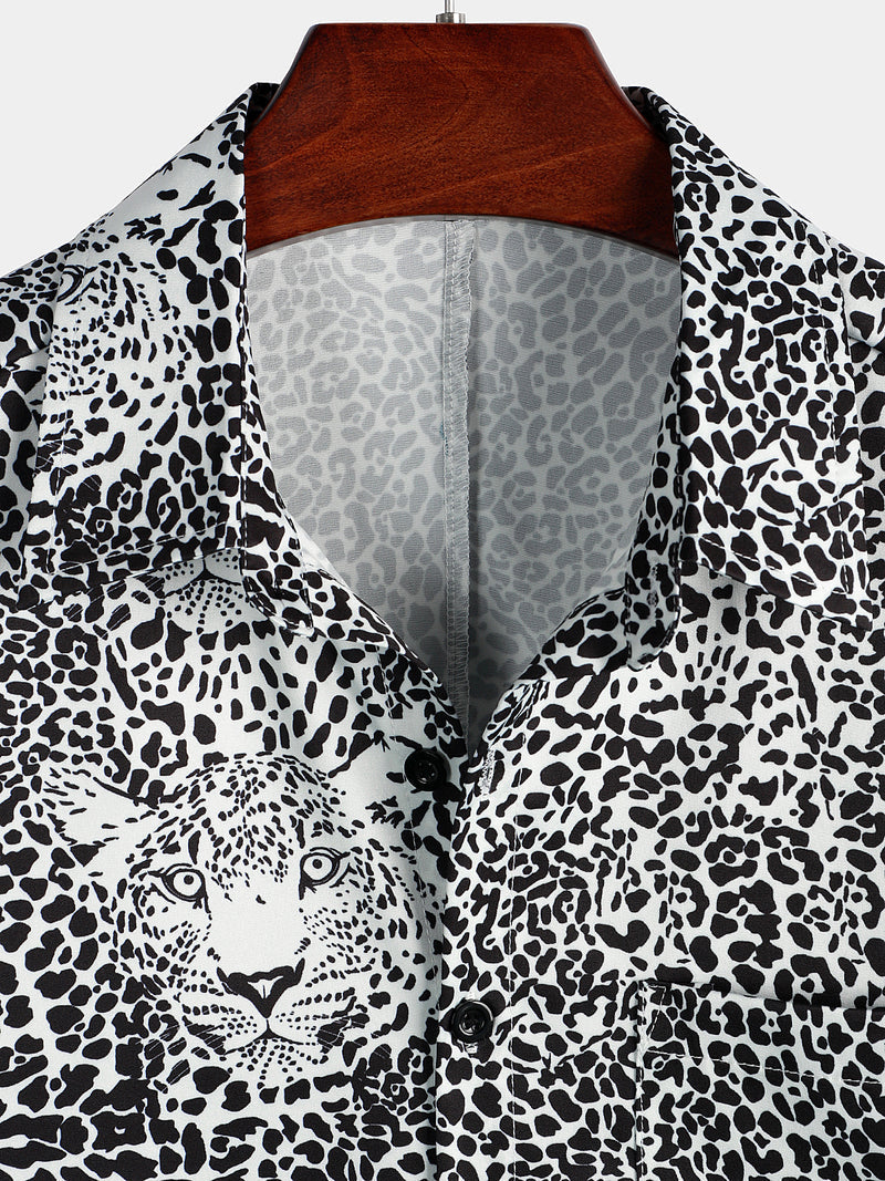 Leopard Pattern Summer Pocket Short Sleeve Shirt