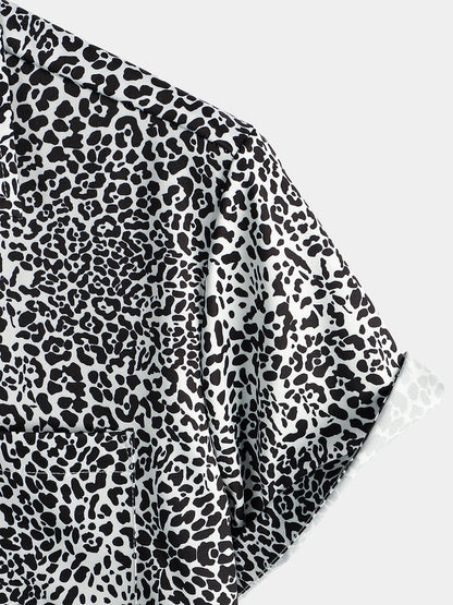 Leopard Pattern Summer Pocket Short Sleeve Shirt