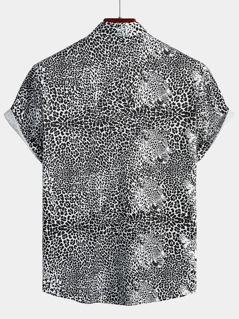 Leopard Pattern Summer Pocket Short Sleeve Shirt