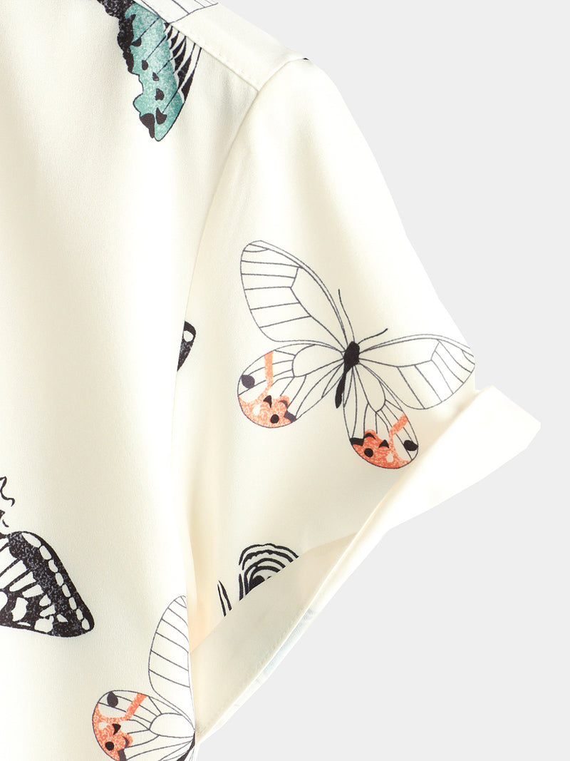 Butterfly Graphic Print Short Sleeve Shirt