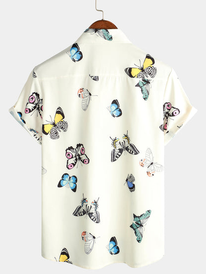 Butterfly Graphic Print Short Sleeve Shirt