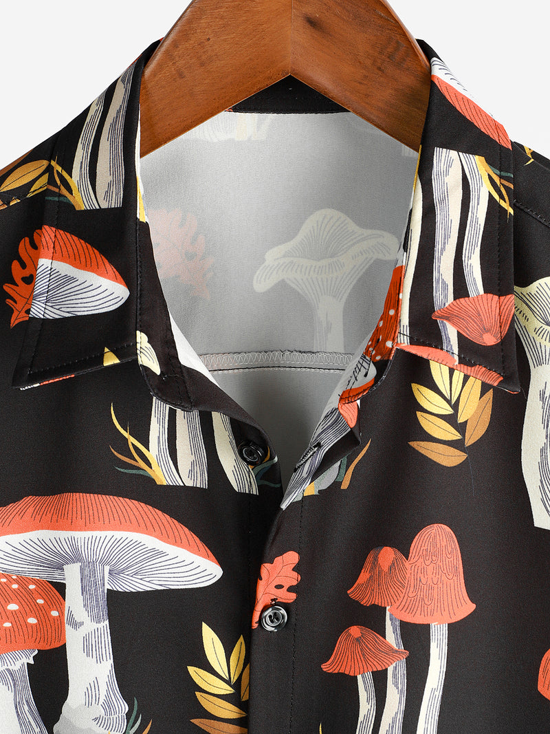 Mushroom Printed Short Sleeve Shirt