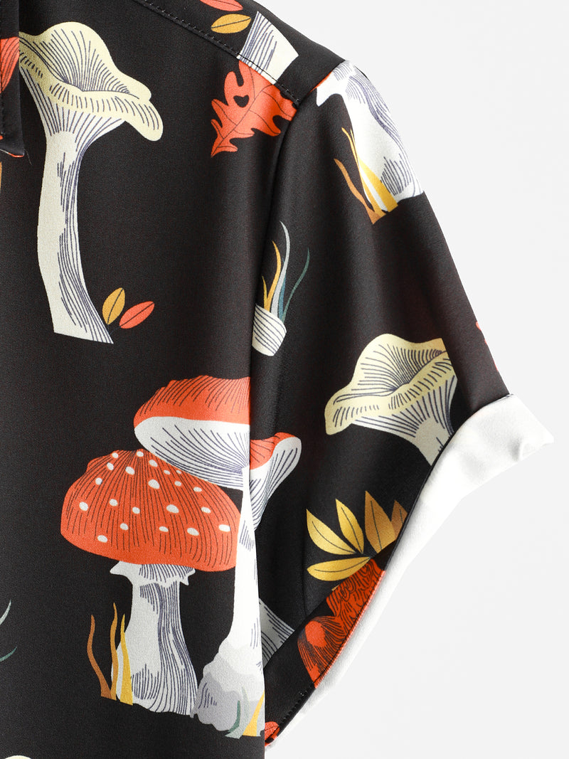 Mushroom Printed Short Sleeve Shirt