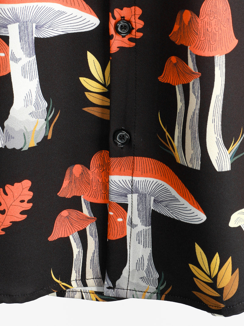 Mushroom Printed Short Sleeve Shirt