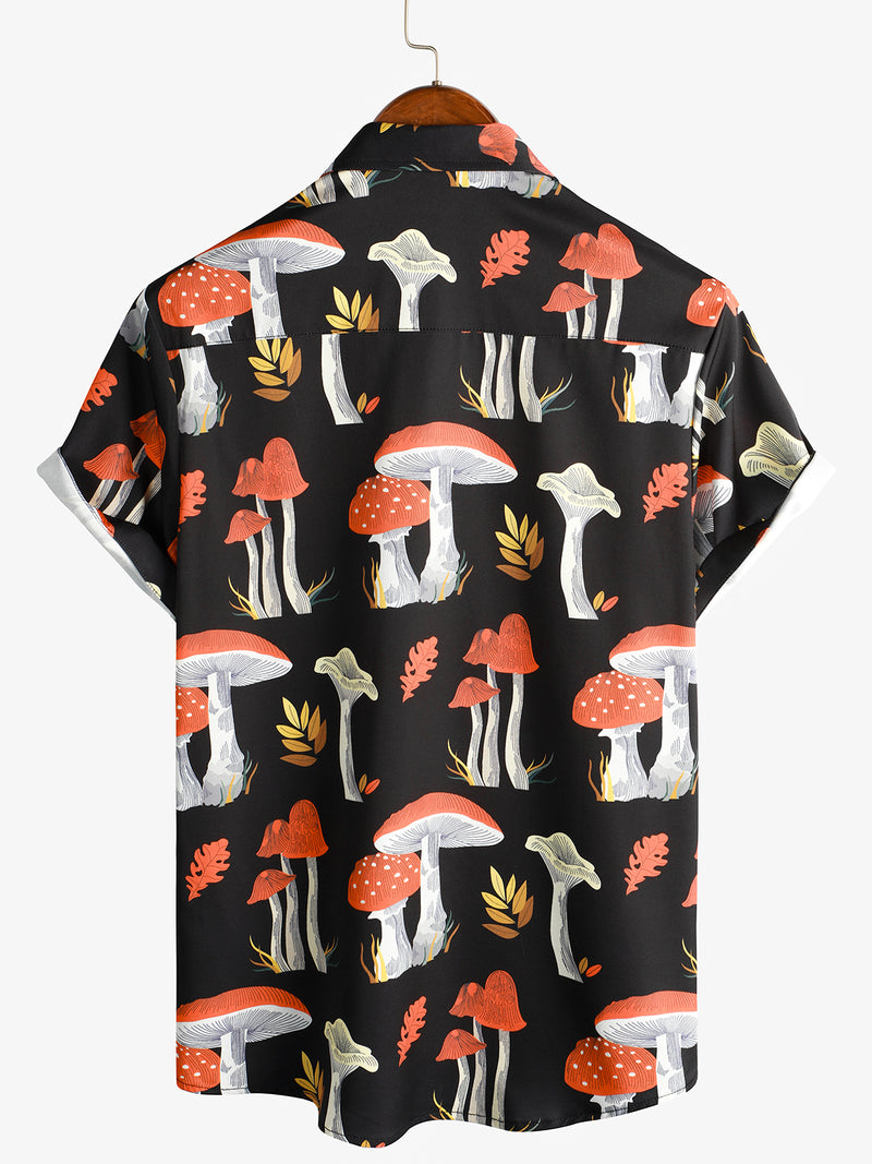 Mushroom Printed Short Sleeve Shirt