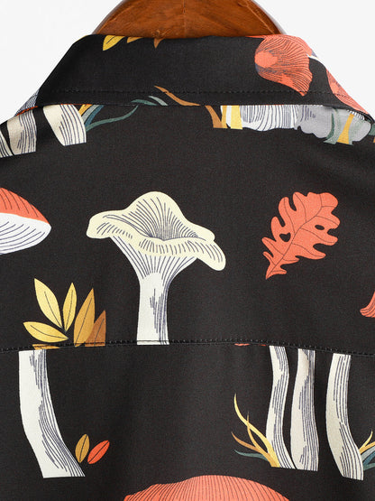 Mushroom Printed Short Sleeve Shirt