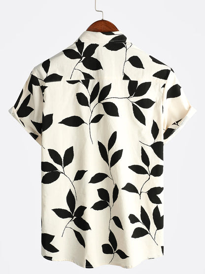 Floral Print Combed Casual Short Sleeve Shirt