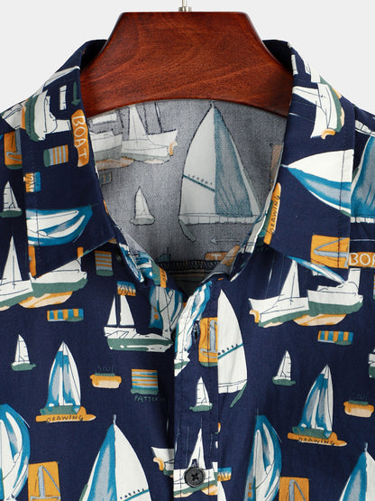 Novelty Print Beach Short Sleeve Shirt