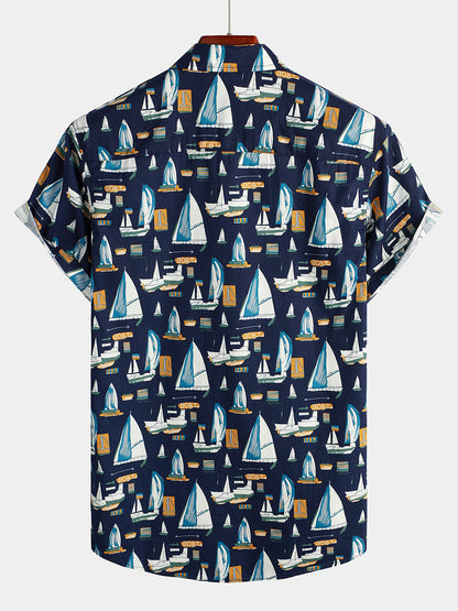 Novelty Print Beach Short Sleeve Shirt