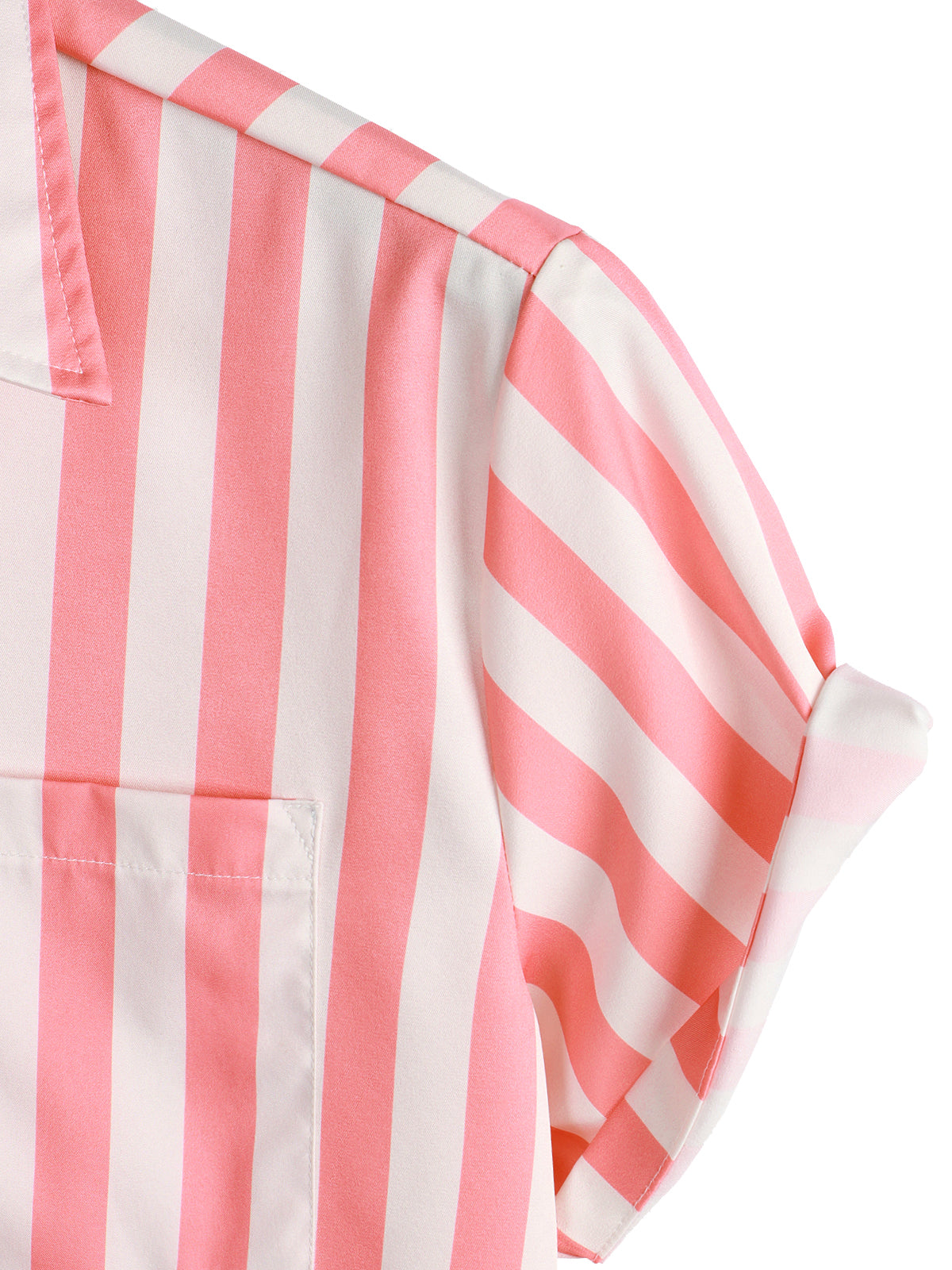 Flamingo And Striped Print Holiday Pocket Short Sleeve Shirt