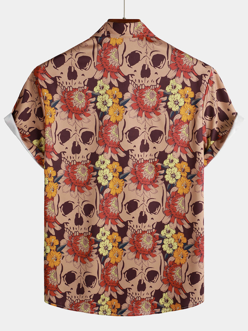 Retro Floral Print Vintage Casual Short Sleeve Shirt