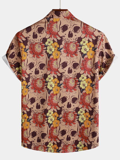 Retro Floral Print Vintage Casual Short Sleeve Shirt