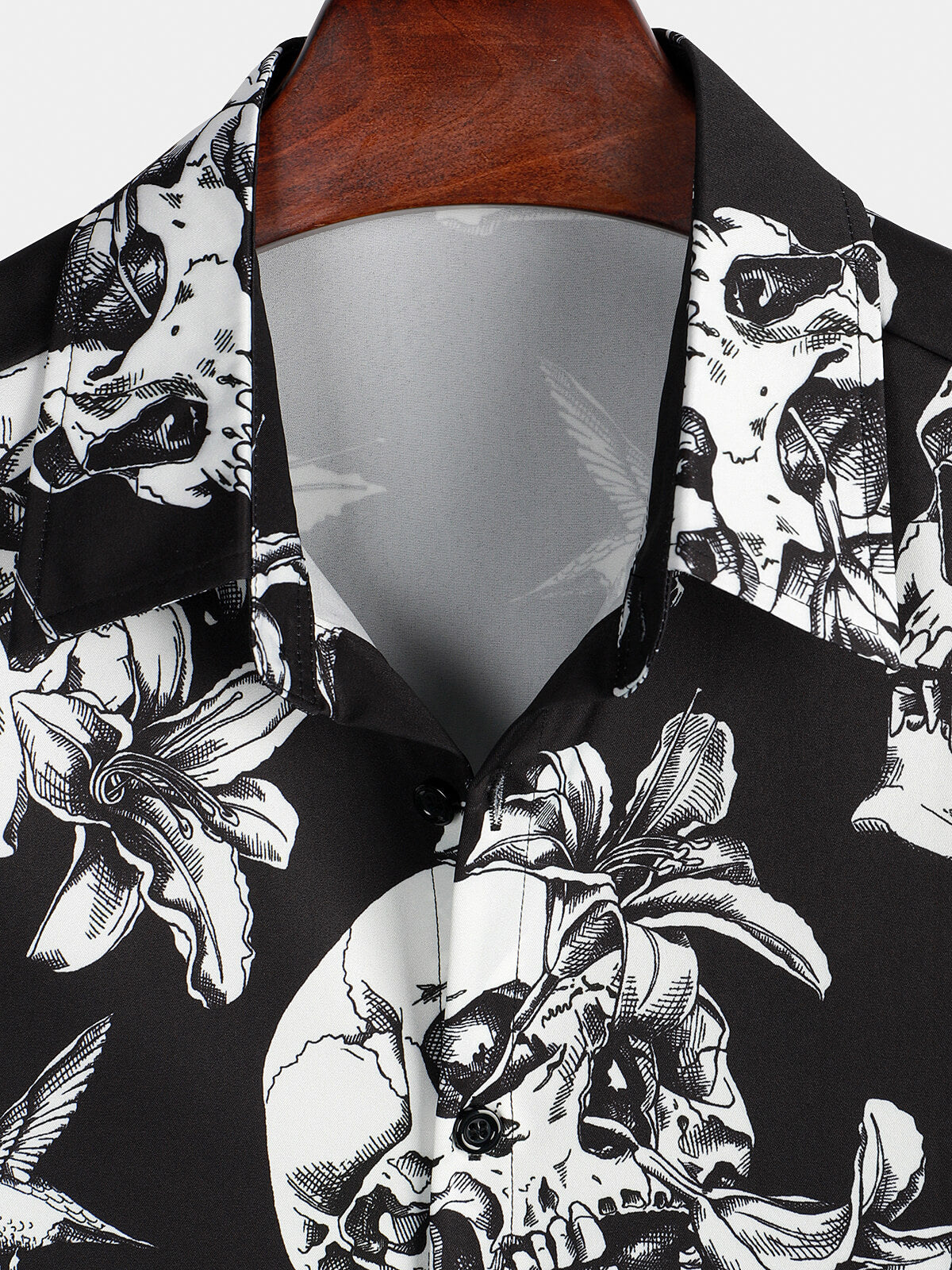 Button Up Printed Short Sleeve Black Hawaiian Shirt