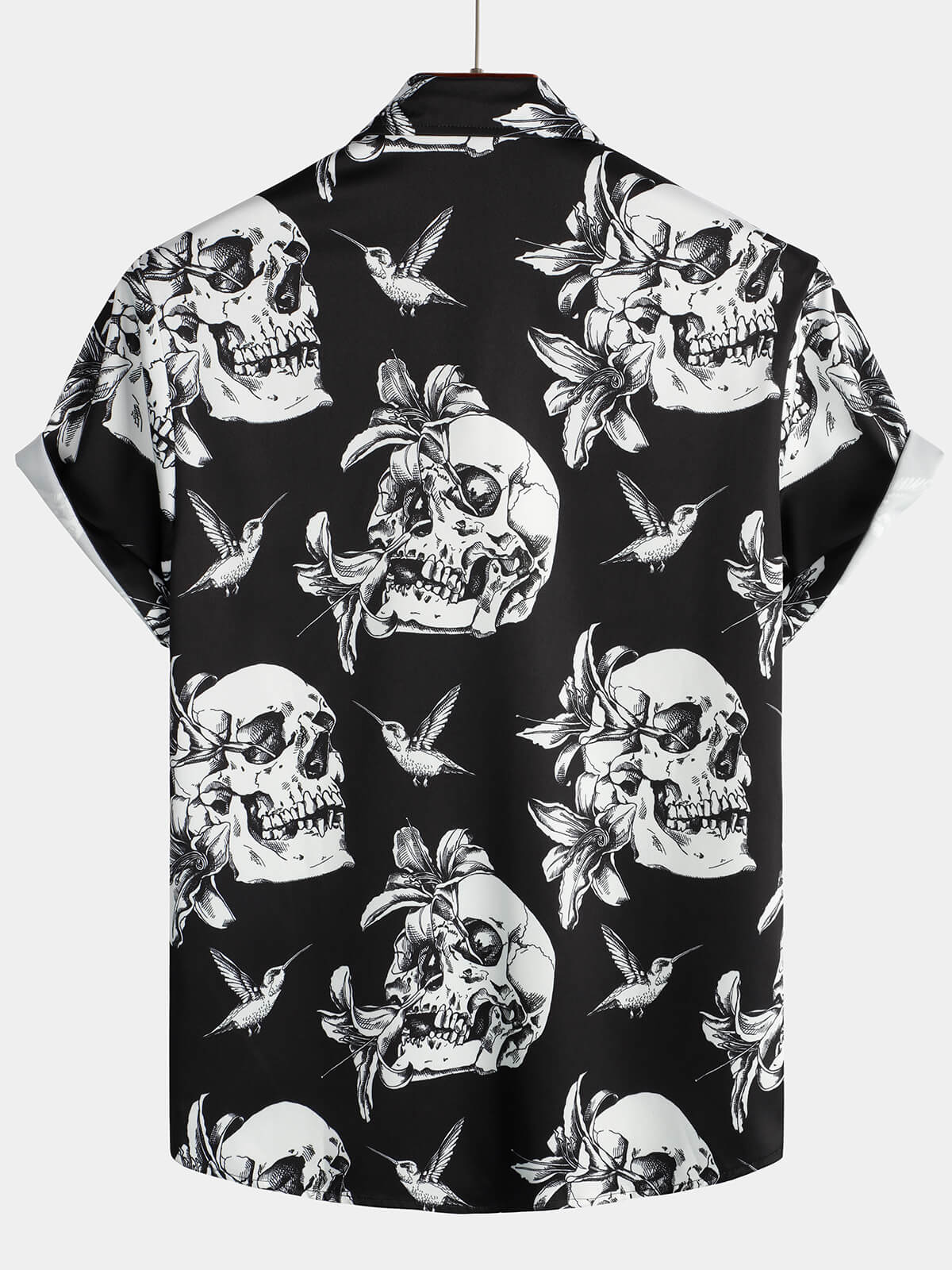 Button Up Printed Short Sleeve Black Hawaiian Shirt