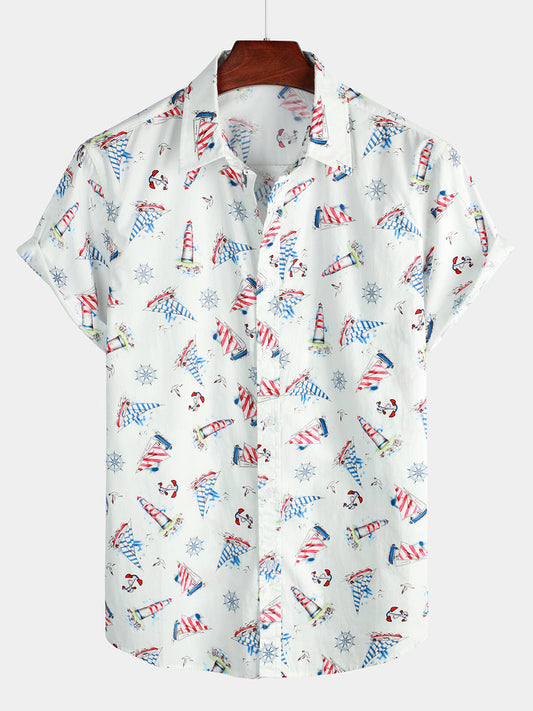 Beach Pattern Casual Short Sleeve Shirt