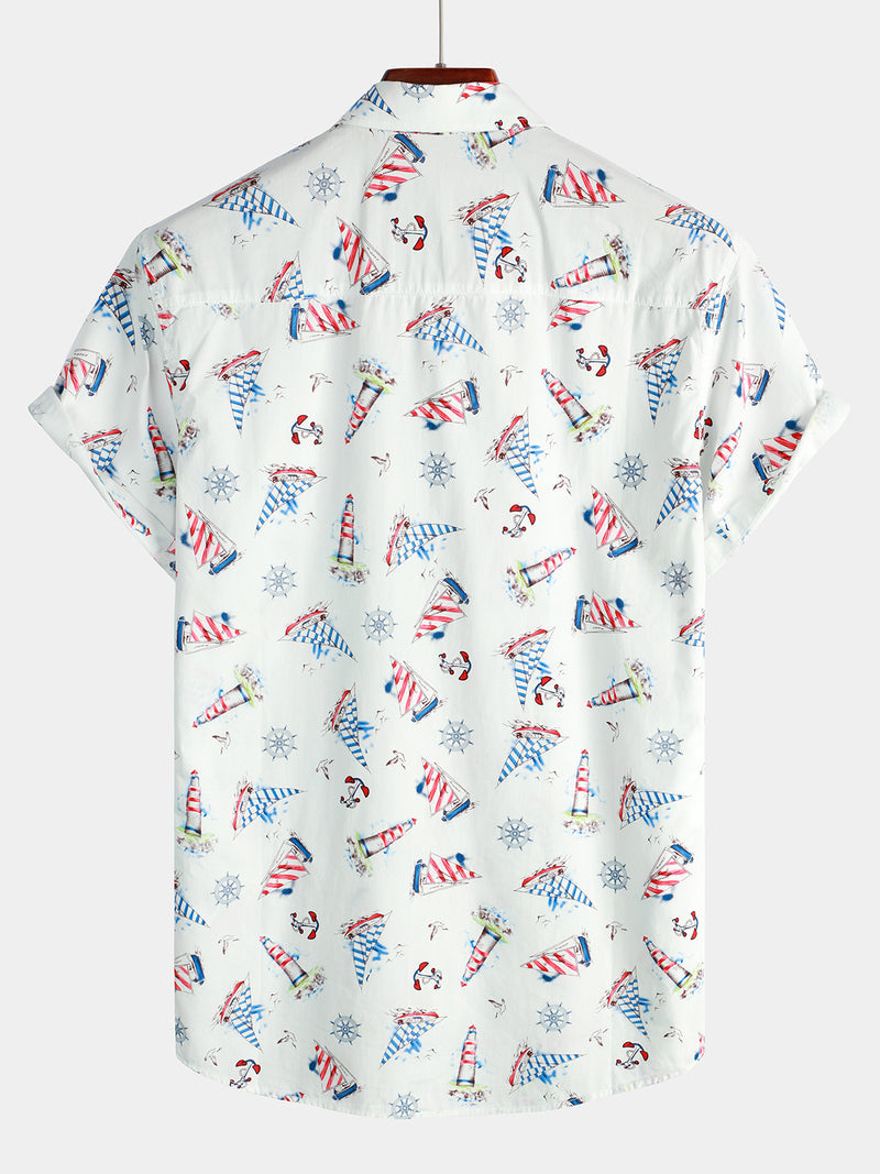 Beach Pattern Casual Short Sleeve Shirt