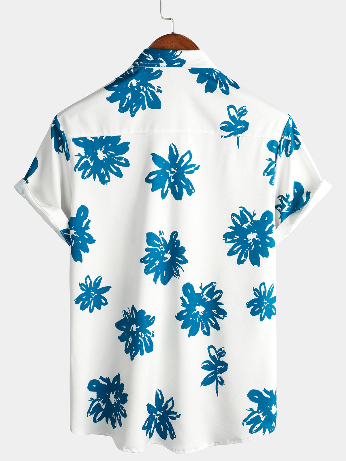 Flower Print Button Up Short Sleeves Shirt