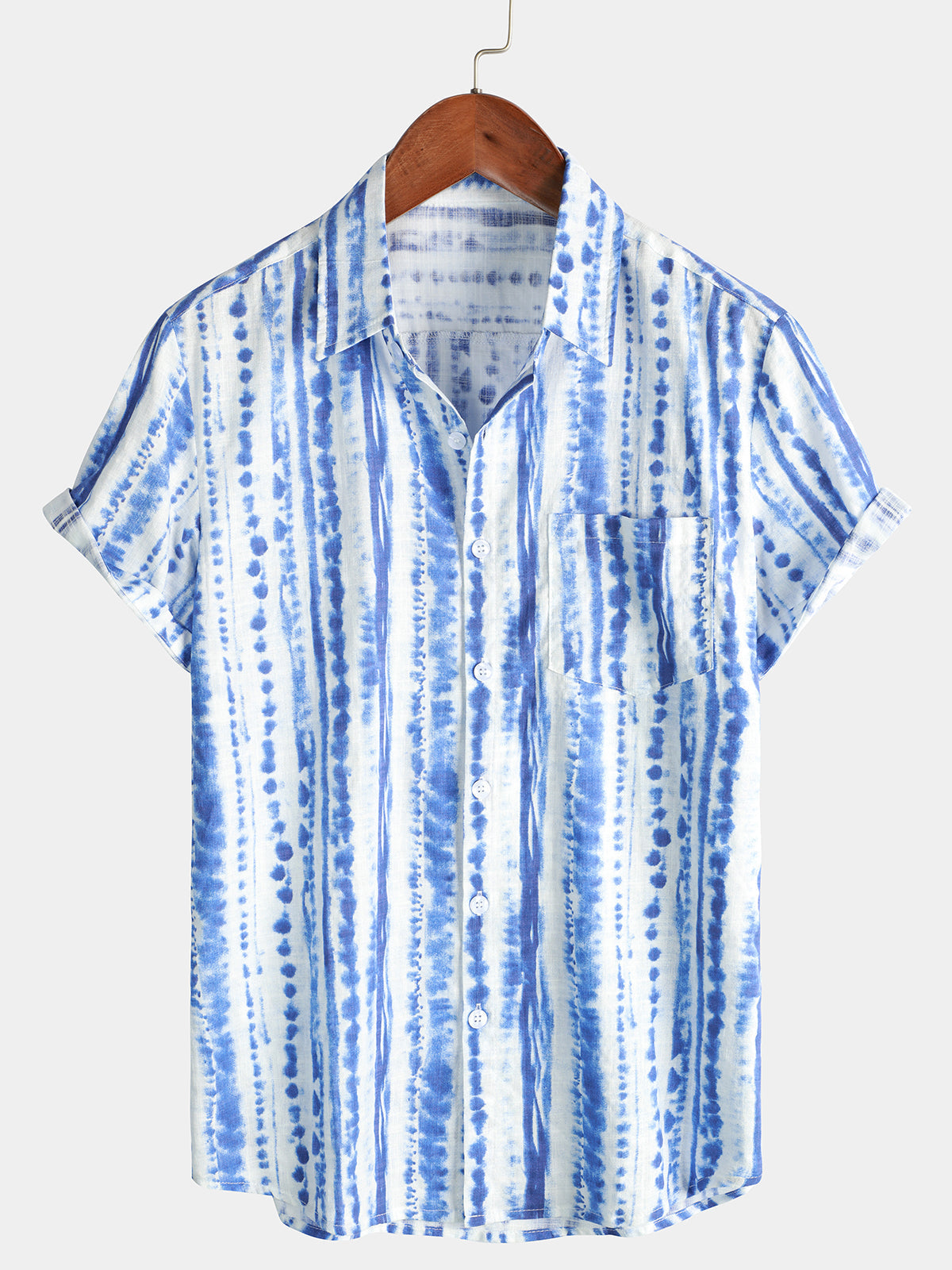 Striped Pocket Vintage Beach Short Sleeve Shirt