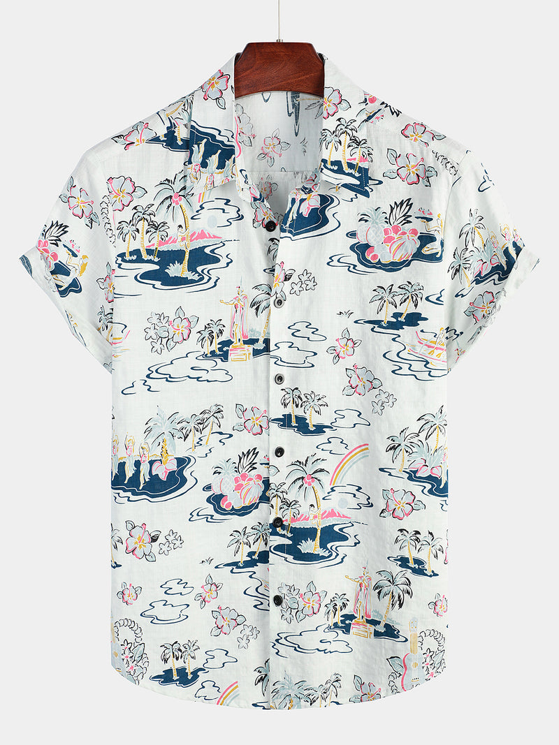 Casual Hawaiian Pattern Short Sleeve Shirt