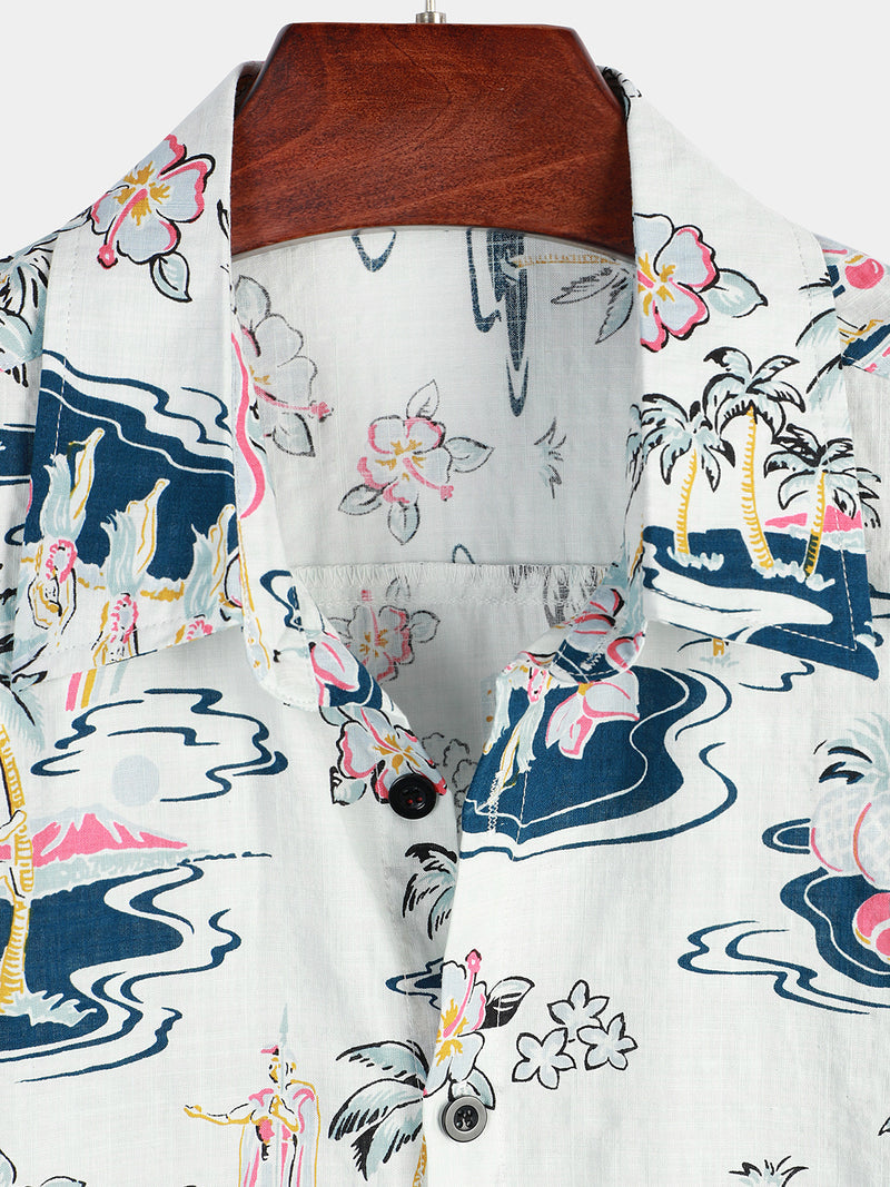 Casual Hawaiian Pattern Short Sleeve Shirt