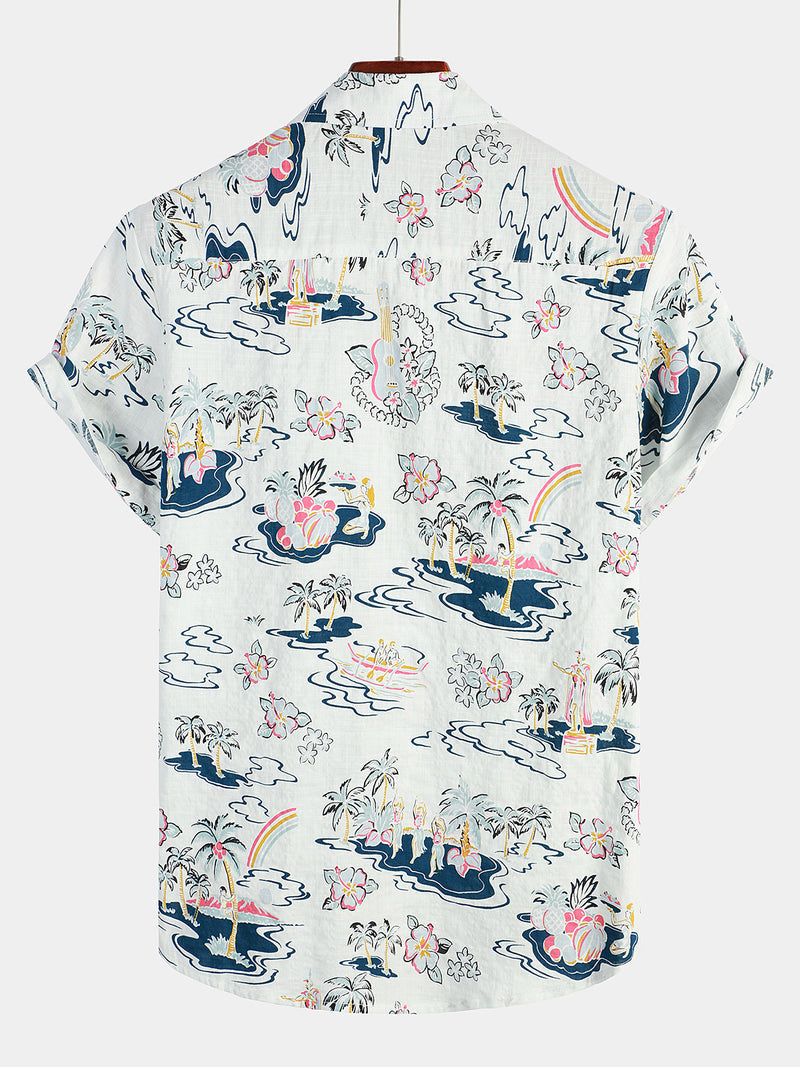 Casual Hawaiian Pattern Short Sleeve Shirt