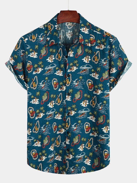 Casual Hawaiian Pattern Short Sleeve Shirt