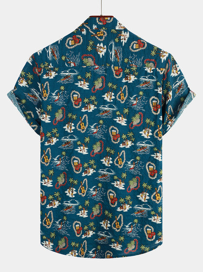 Casual Hawaiian Pattern Short Sleeve Shirt