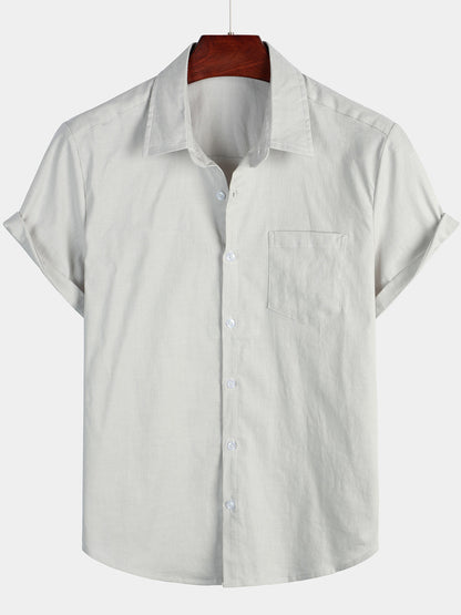 Short Sleeve Solid Color Casual Shirt