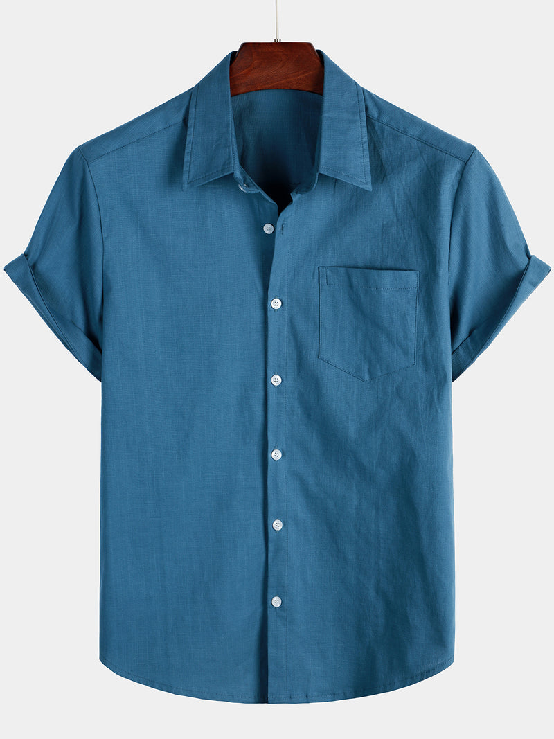 Solid Color Casual Short Sleeve Shirt