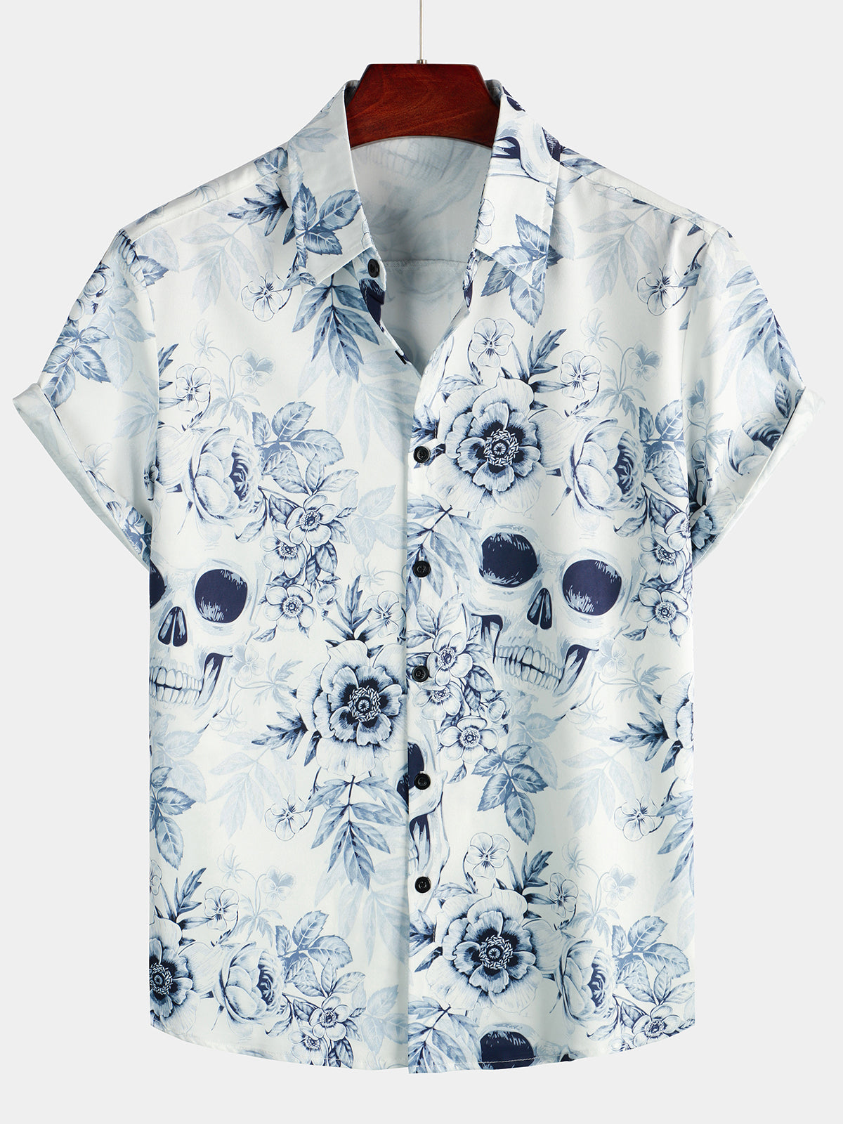 Floral Print Casual Lapel Button Short Sleeve Shirt