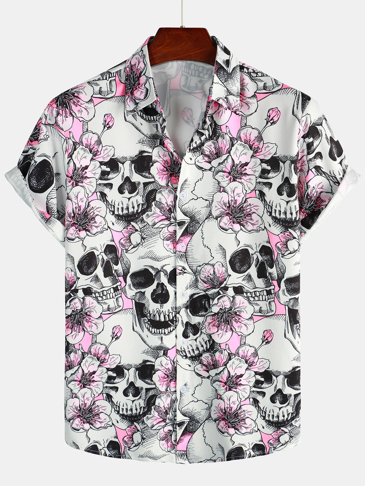 Flowers Printed Button Up Short Sleeve Shirts